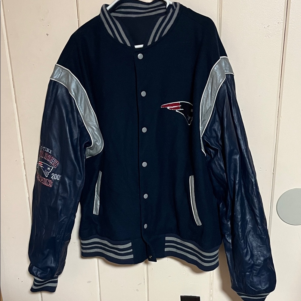 Navy Varsity Jacket With Logo Patch - image 3